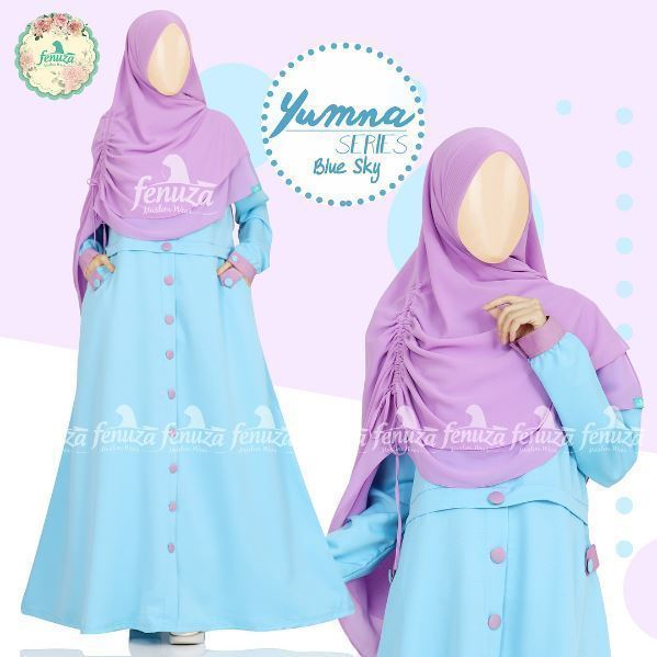 Gamis Fenuza Muslim Wear Yumna Series Blue Sky baju  