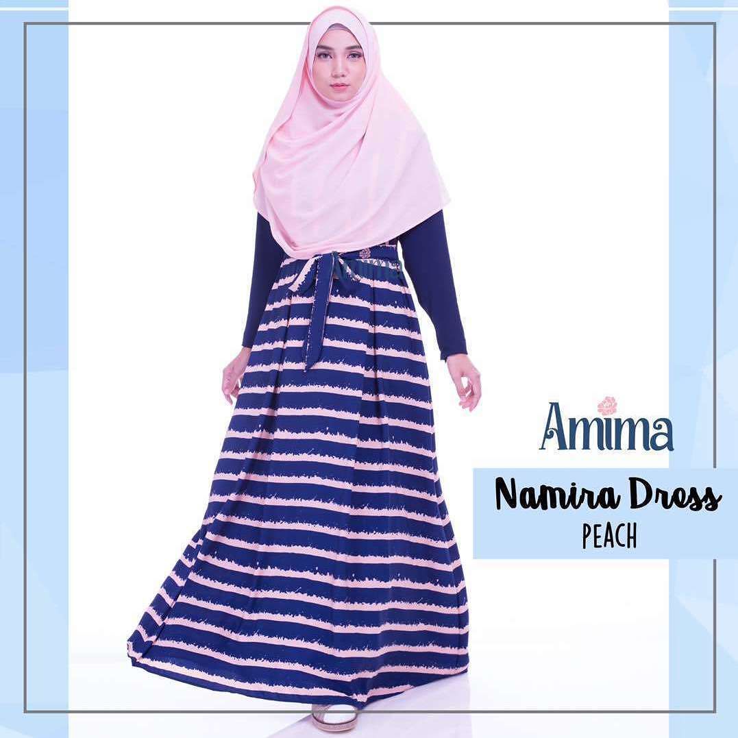 Gamis Amima Namira Dress Peach – baju gamis wanita busana 